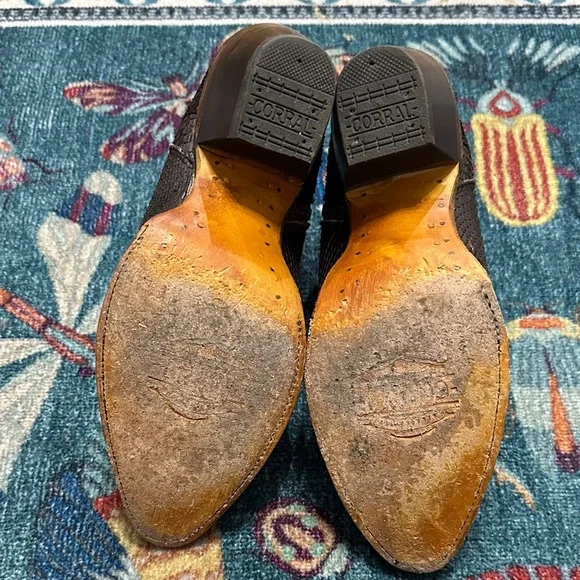 Corral Snakeskin Leather Pointed Cropped Ankle Western Cowgirl Cowboy Boots - Picture 8 of 8